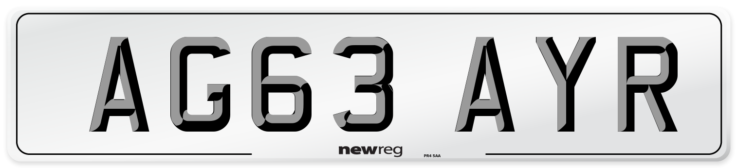 AG63 AYR Number Plate from New Reg